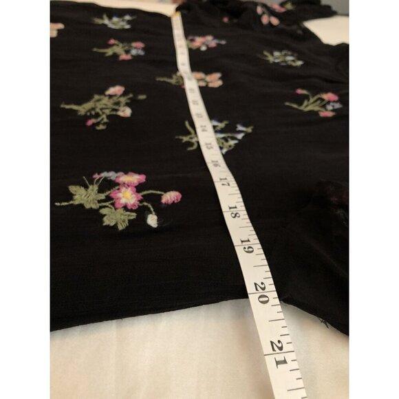 Sundance Women Fleur Flare Floral Embroidered Blouse M Black Professional Church - Picture 9 of 10